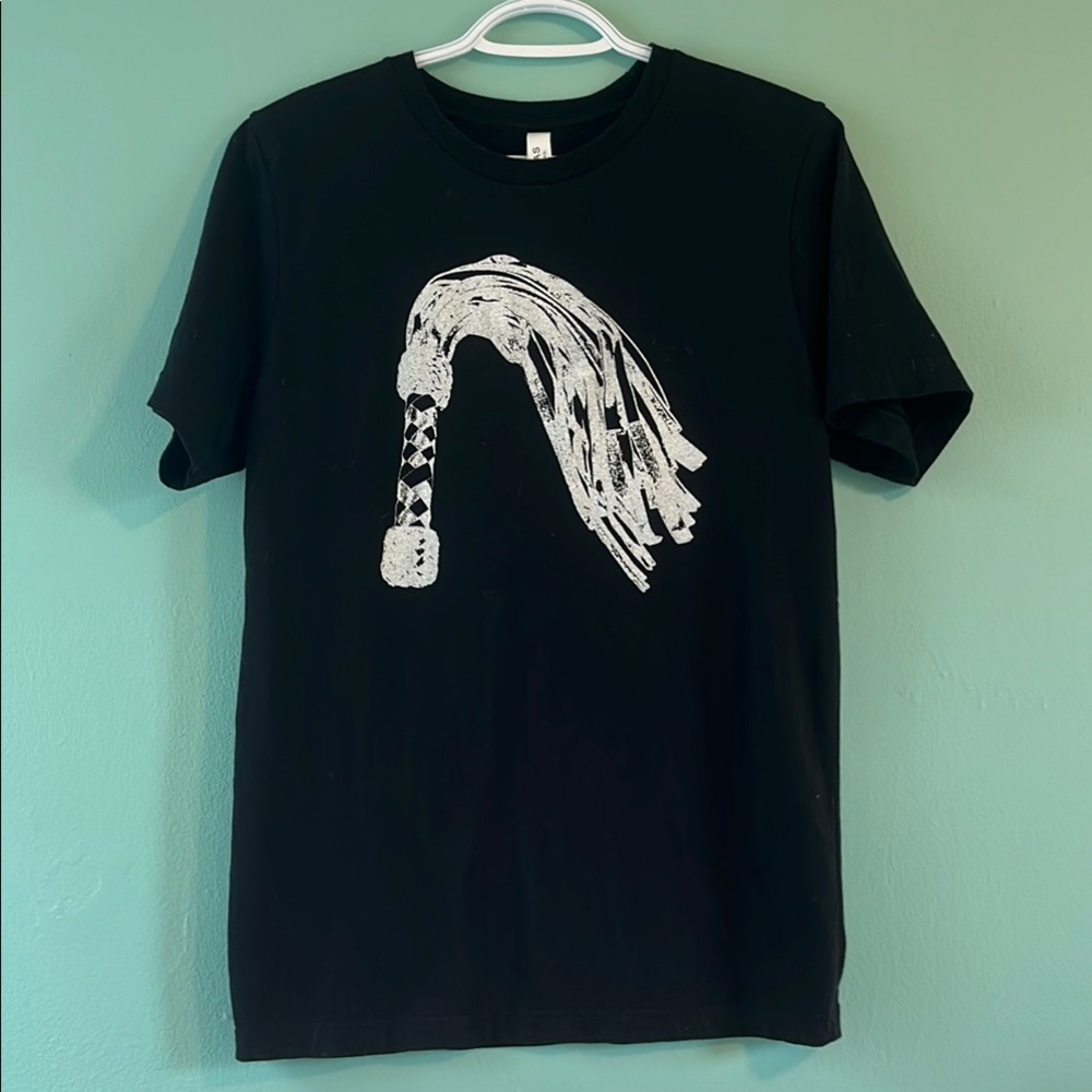 Black Short Sleeve Tee with White Graphic Design